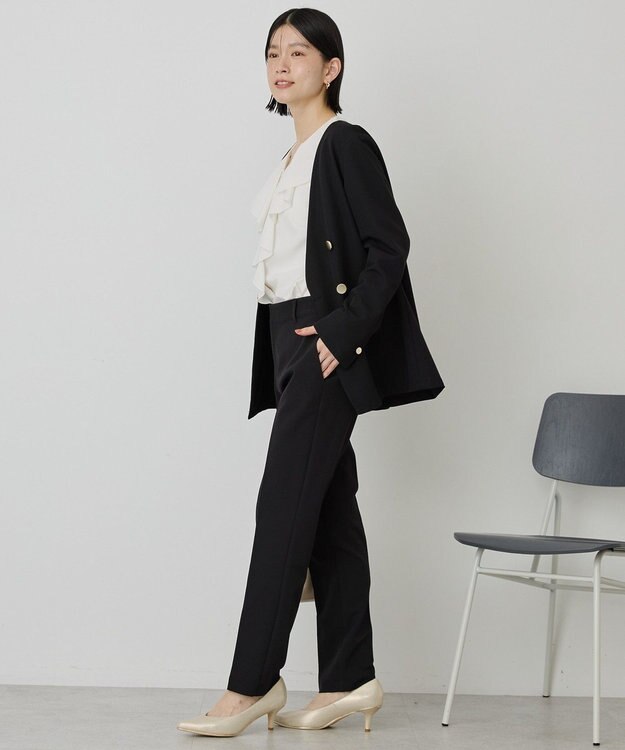 AMERICAN HOLIC 【イージーケア】ノーカラージャケット Black