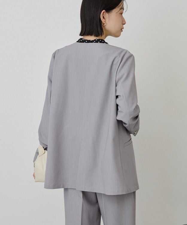 AMERICAN HOLIC 【イージーケア】ノーカラージャケット Gray Mixture