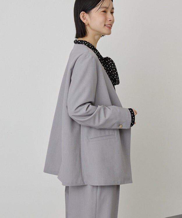 AMERICAN HOLIC 【イージーケア】ノーカラージャケット Gray Mixture