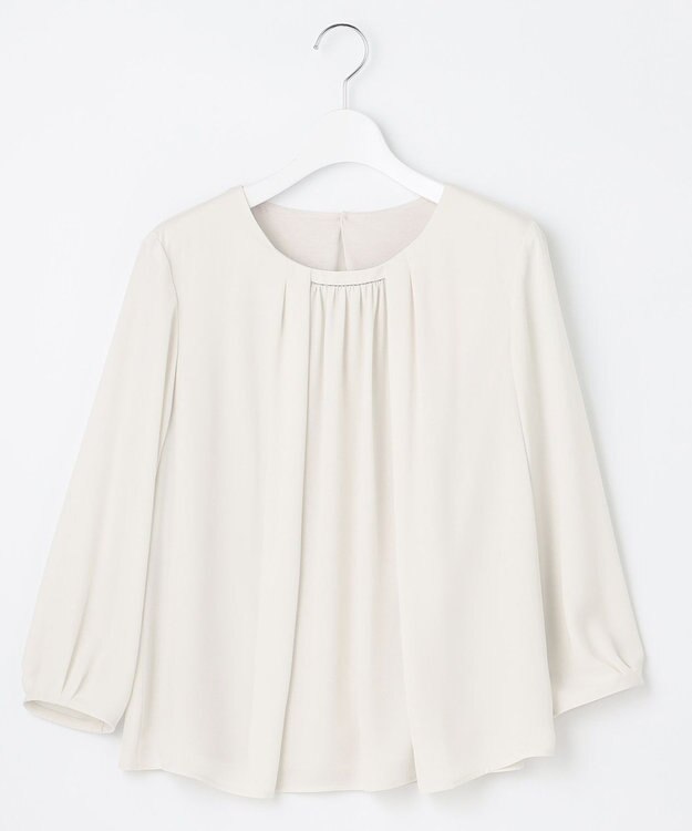 23区 L 【洗える】シルキーデシン ギャザー カットソー ベージュ系