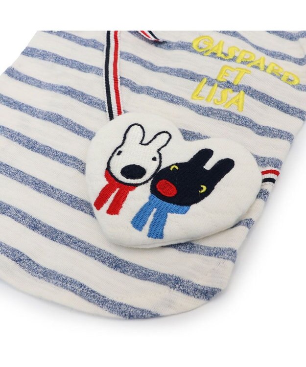 PET PARADISE リサとガスパール ボーダーハートＴシャツ 小型犬 ホワイト×ネイビー