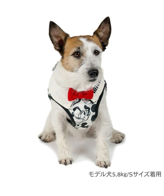 PET PARADISE ディズニー ミッキーマウス＆プルート ベストハーネス 《モノクロ》 4S / 3S ホワイト×ブラック