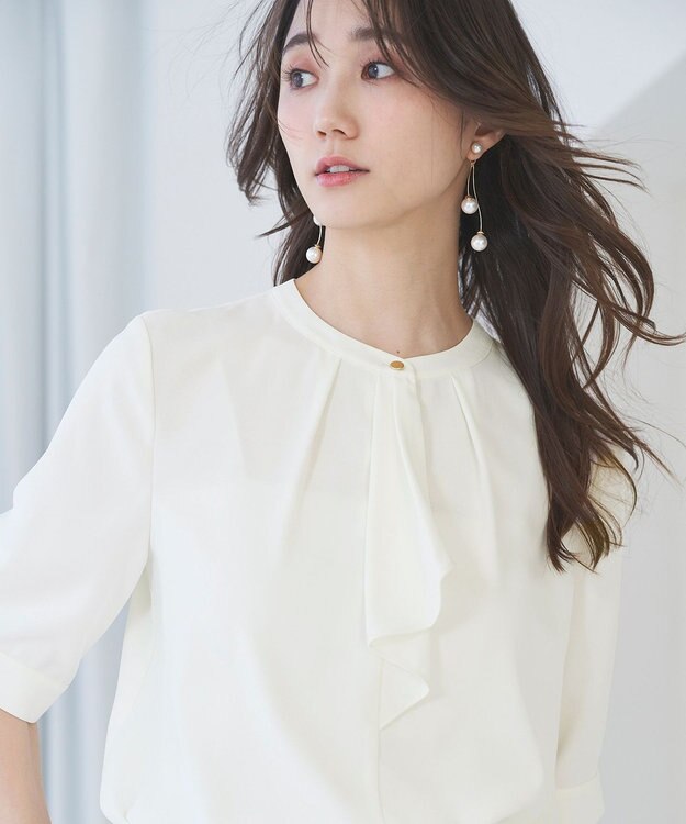 ANY SIS S 【洗える】ラッフルボウ ブラウス オフ