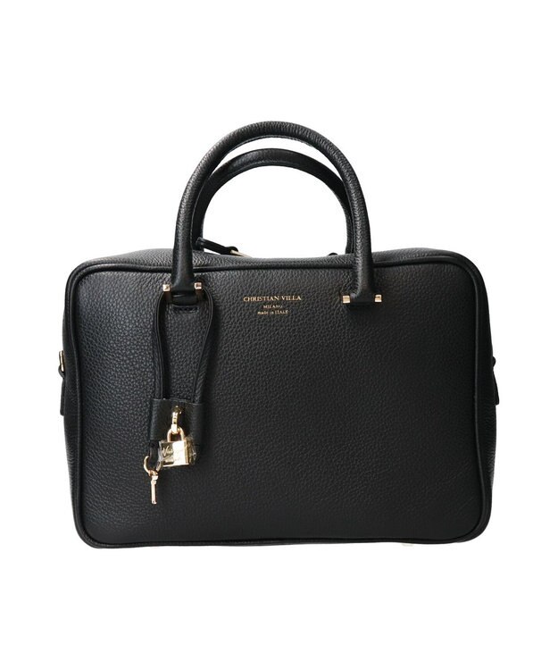INTER-CHAUSSURES 【CHRISTIAN VILLA】ベーシックレザーハンドバッグ ブラック
