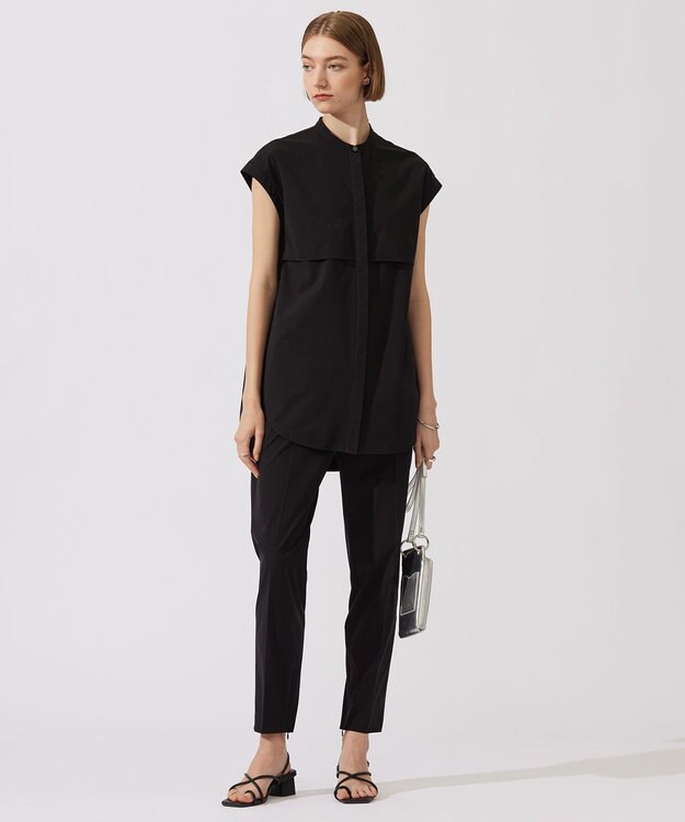 ICB L 【接触冷感・UVカット・撥水・洗える】 プルーフ4WAYタフタ ブラウス ブラック系