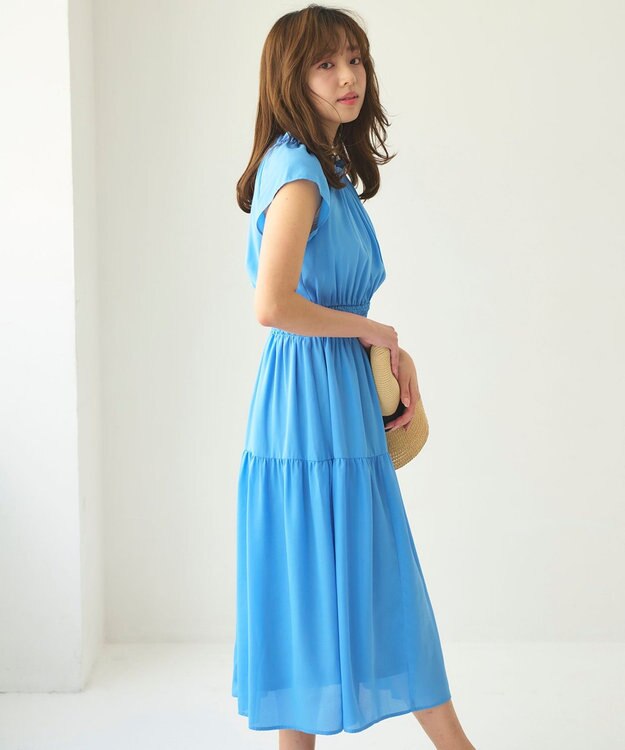 Feroux ウエストシャーリングティアード ワンピース ブルー系