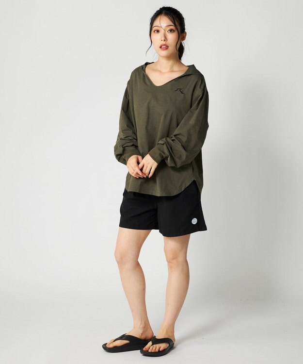 OP／FILA 【RUSTY】ミニ裏毛プルパーカー付き4点セット水着 カーキ