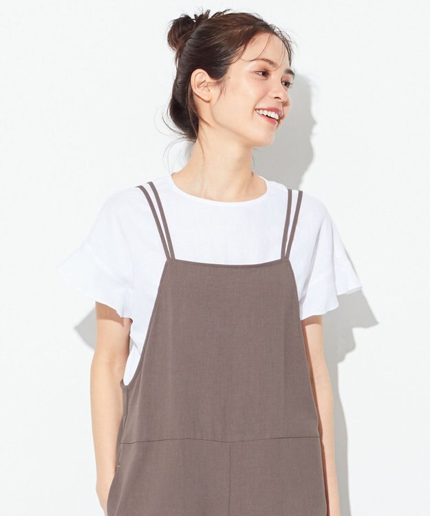 ANY 【洗える】ライトリネンクロスフレアスリーブ ブラウス オフホワイト