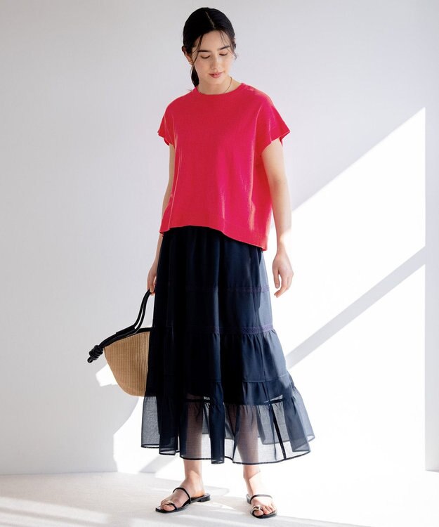 組曲 L 【洗える・型崩れしにくい】CHAI ニットTシャツ オールドローズ系