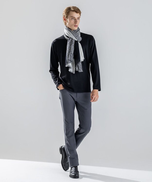 JOSEPH HOMME 新柄【上質素材】シルクカシミヤ　ブックストール / モスクパターンストール ブラック系5
