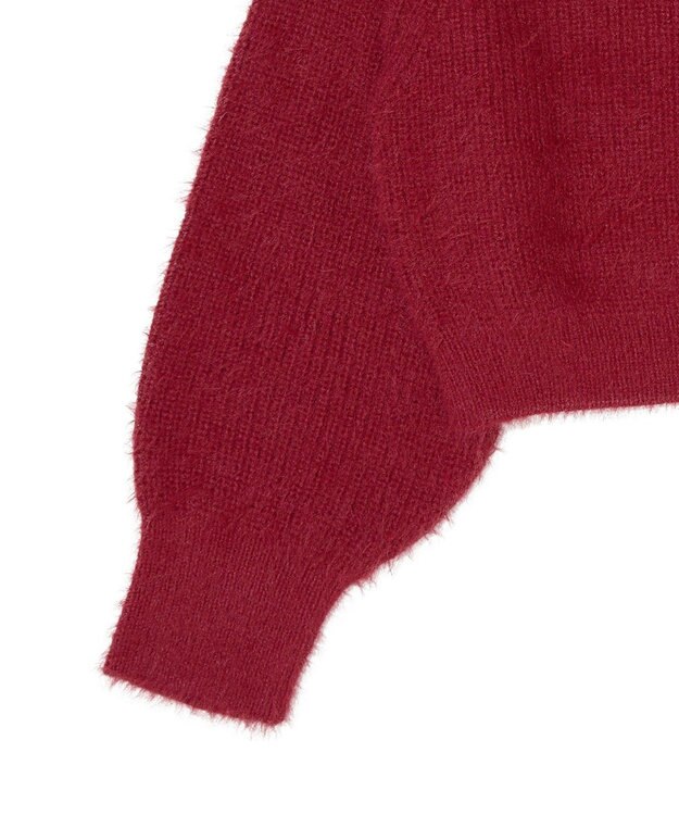 earth music&ecology ロングシャギースリットネックニットプルオーバー Red