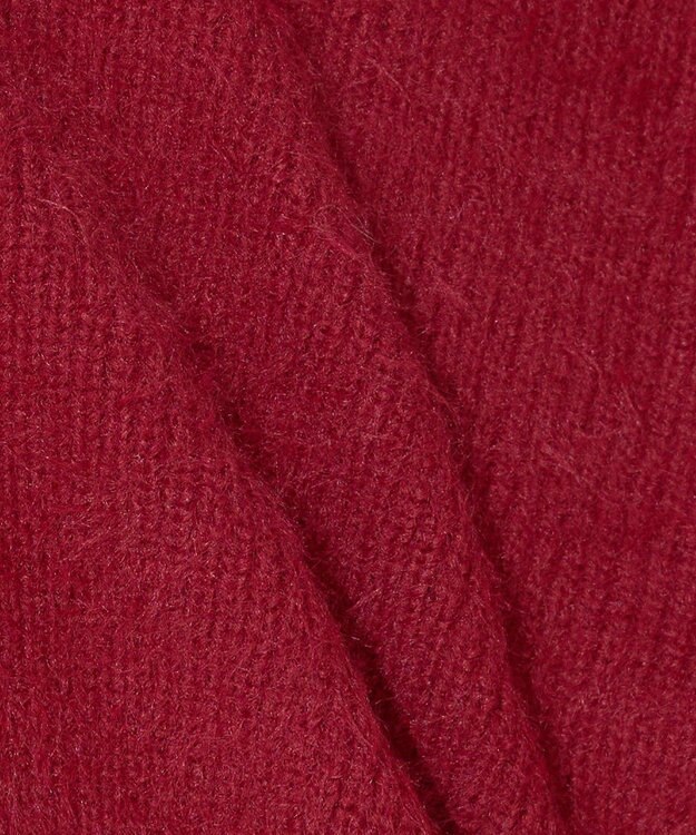 earth music&ecology ロングシャギースリットネックニットプルオーバー Red