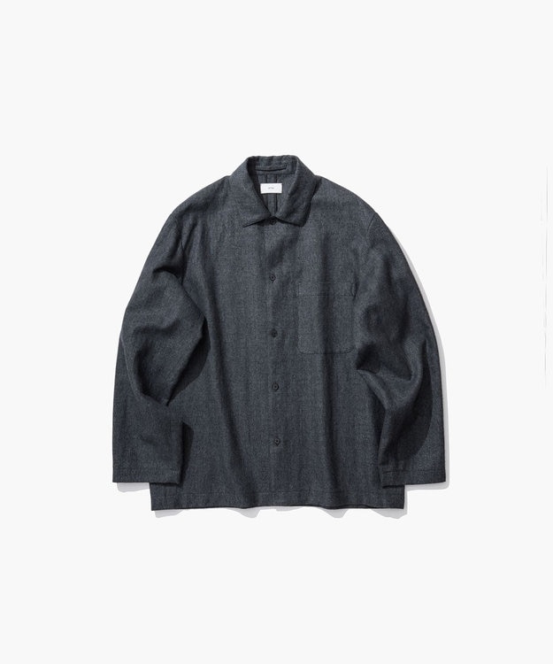 ATON LINEN WOOL TWILL | シャツジャケット - UNISEX CHARCOAL GRAY