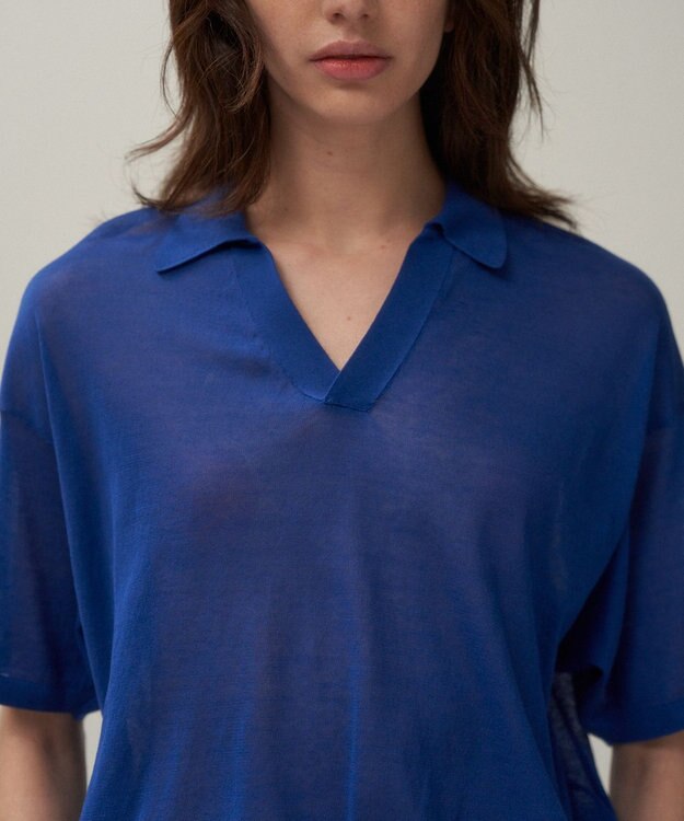 ATON COMPACT COTTON | スキッパーポロセーター BLUE