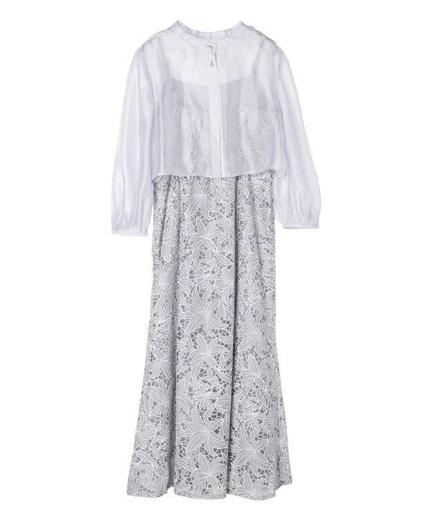 earth music&ecology ＳＥＴ２点　シアーブラウス＋レースキャミワンピース Lavender