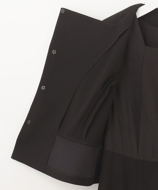 自由区 FORMAL 【前開きワンピース】ドビーボーダーリボン ジャケット+ワンピース ブラック系