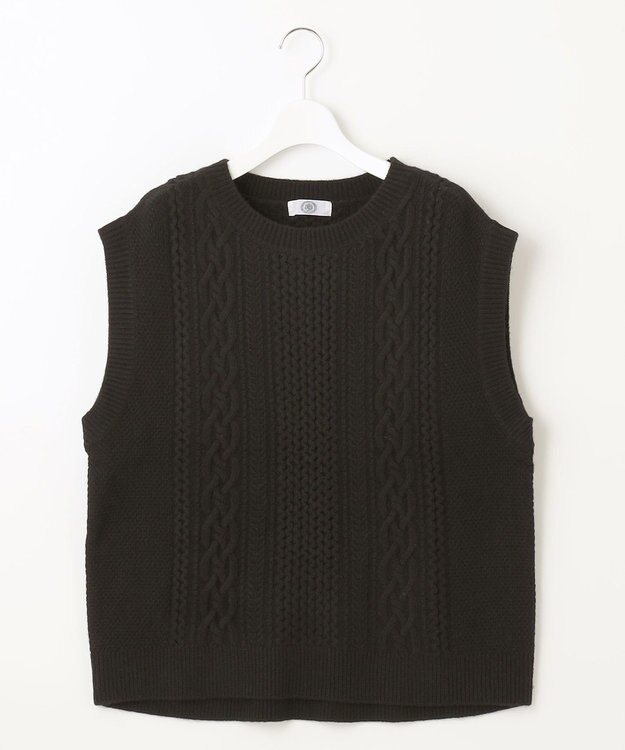 J.PRESS LADIES 【洗える】アラン ニットベスト ブラック系