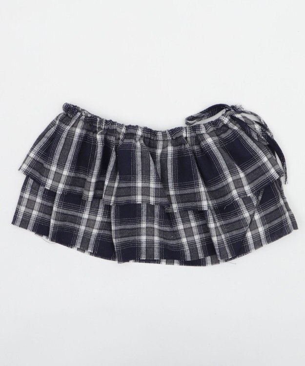 WEGO チェックラップスカート ネイビー