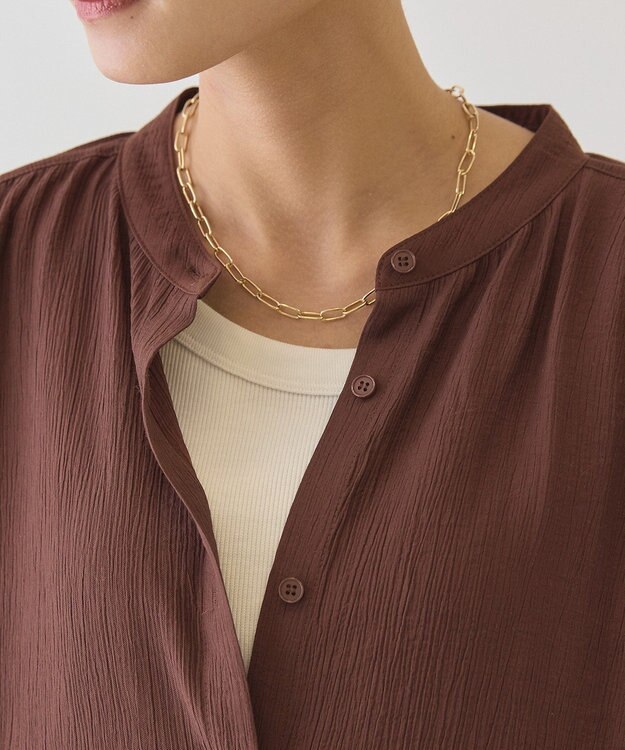 AMERICAN HOLIC 楊柳バンドカラーシャツ Brown