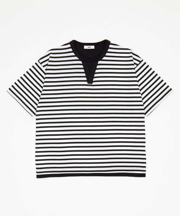 WEGO 【ユニセックス着用ITEM】キーネックフェイクレイヤードT（SS） ブラックボーダー