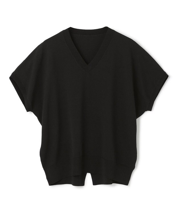 UNFILO L スゴ機能美 Vネック ニット ブラック