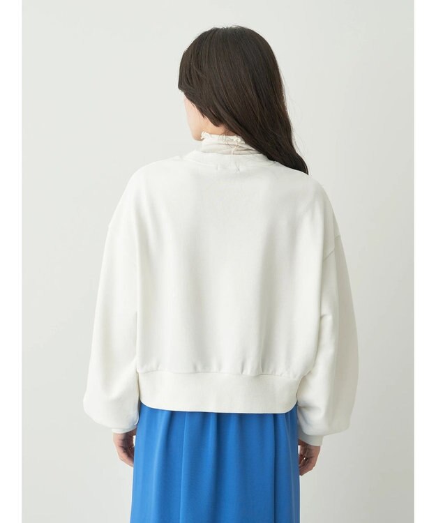 earth music&ecology クルーネック袖シャーリングスウェット White