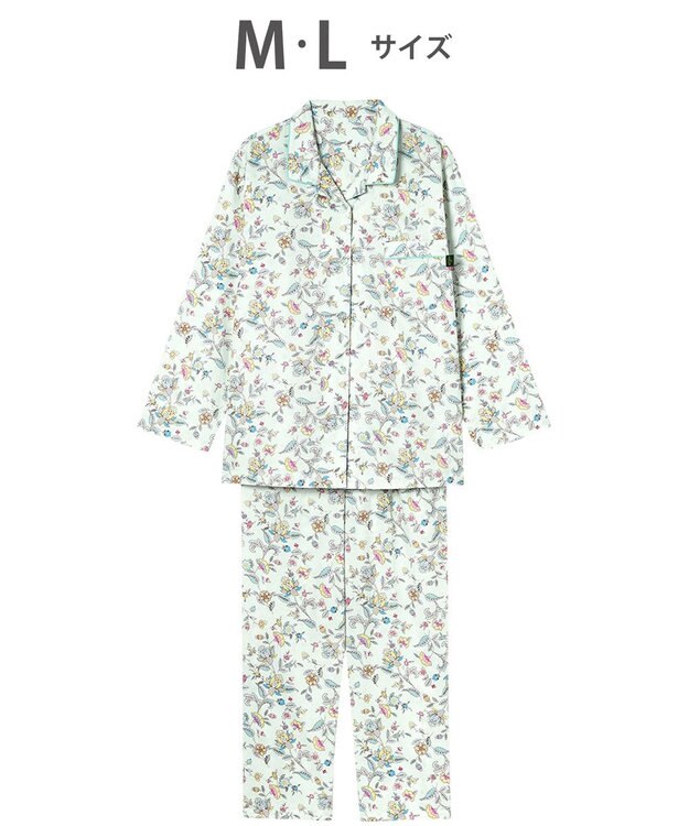 WACOAL ワコール_リラックス＆スリープ パジャマ 綿100%(本体) サテン 長袖 長ズボン ミントン レディース NDX555 /ワコール メロン