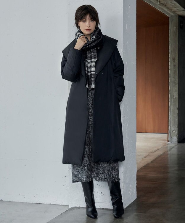 ICB デジタルチェックストール オフホワイト×ブラック系