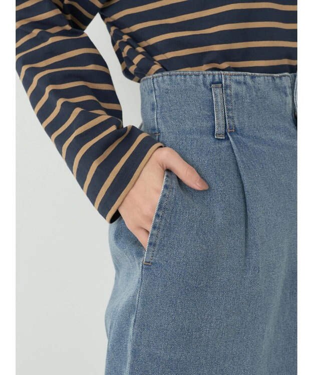 earth music&ecology デニムナロースカート Medium Indigo