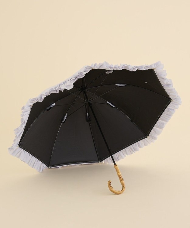Maison de FLEUR 《晴雨兼用》遮光&UV CUT フリル傘 Grayish Blue