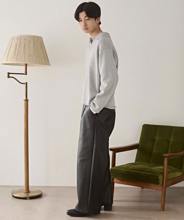 WEGO スキッパーニットポロ グレー