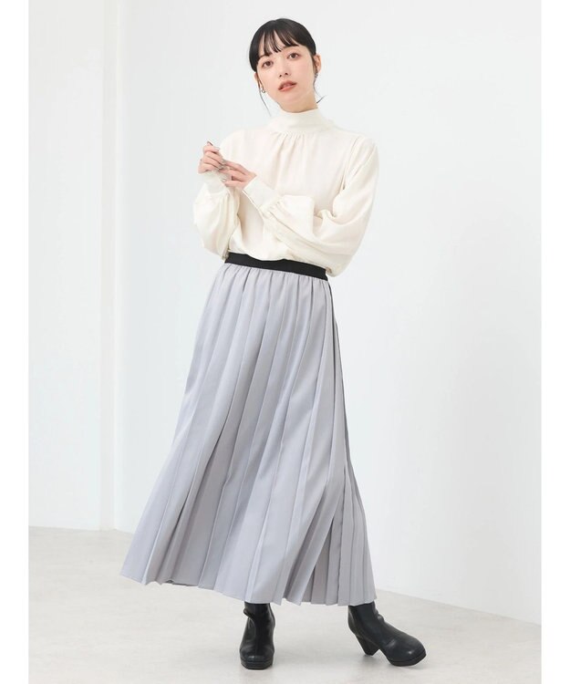 earth music&ecology サテンプリーツスカート Silver