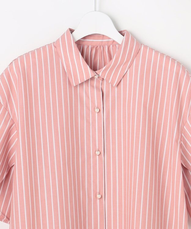 ANY SIS S ペタルスリーブ シャツ コーラルストライプ