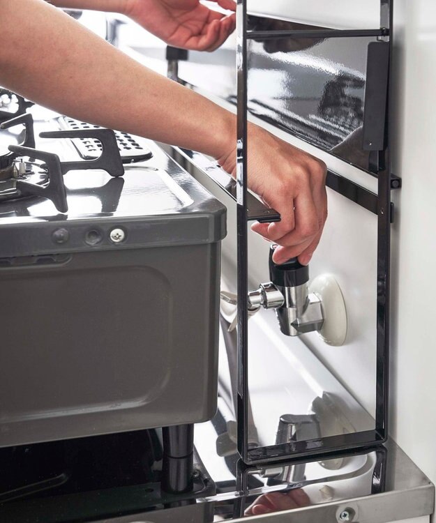 tower コンロ奥隙間ラック タワー 2段 ブラック ブラック