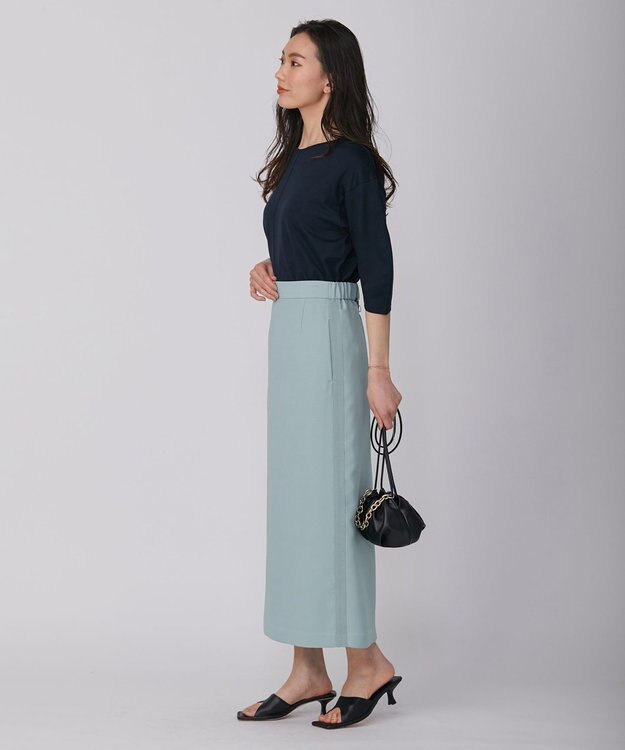 ICB 【WEB限定カラーあり・洗える】 FluidBackSatin スカート ジェイドグレー系