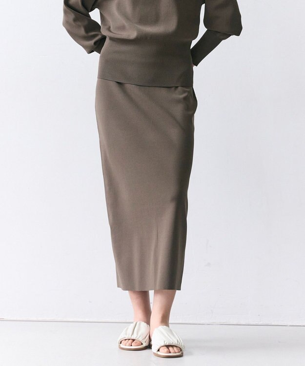 BEIGE， LAURA / ドライタッチ ストレッチニットスカート Khaki