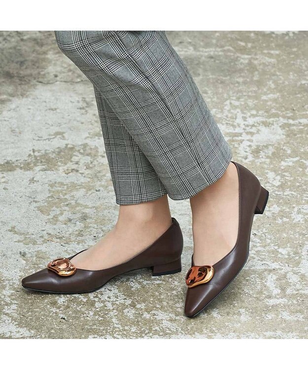 MODE ET JACOMO <MODE ET JACOMO>メタルフラットパンプス ダークブラウン