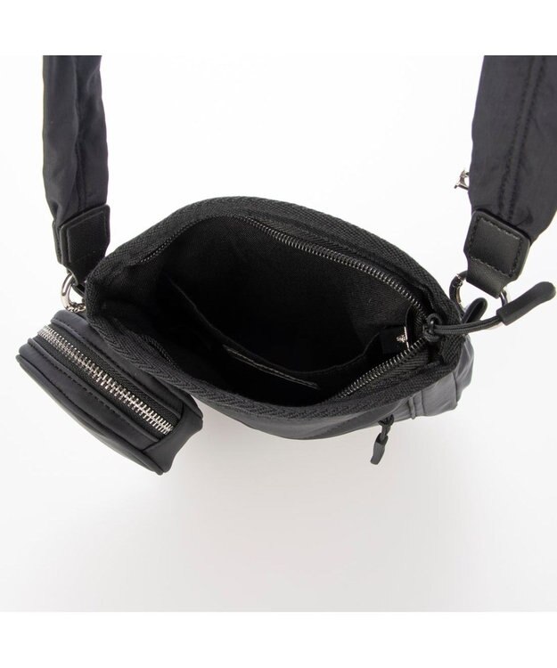 UNBILLION カシュカシュ cachecache / ミニポーチ付きギャザーショルダーナイロンバッグ ブラック