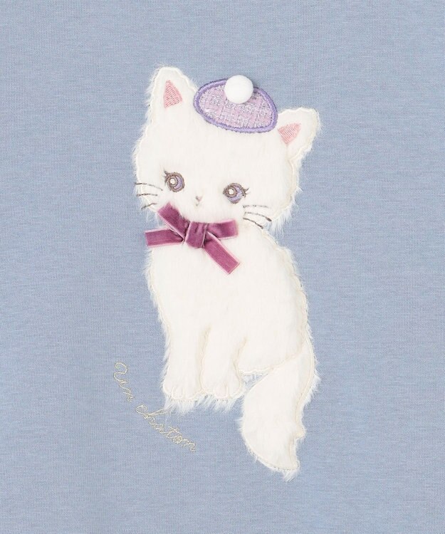 ANY KIDS 裏シャギーレイヤード風トレーナー サックスブルー（ネコ）