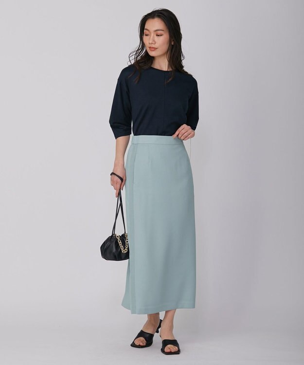 ICB 【WEB限定カラーあり・洗える】 FluidBackSatin スカート ジェイドグレー系