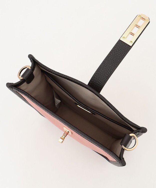 LA BAGAGERIE スクエアレザーミニショルダーバッグ ピンク