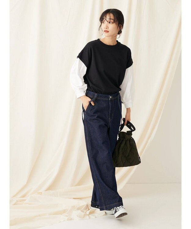 CRAFT STANDARD BOUTIQUE ９分袖ショルダータックプルオーバー Black