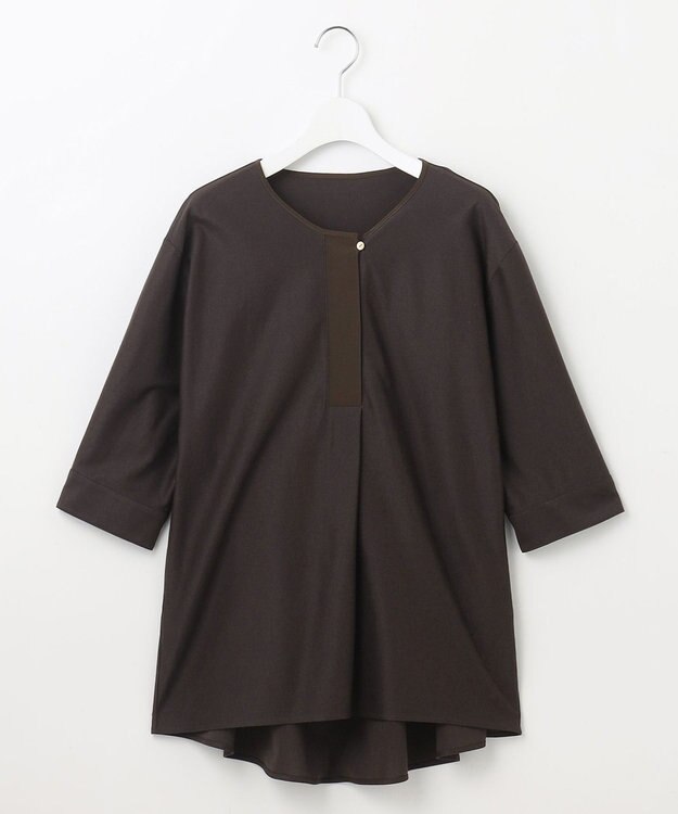 自由区 L 【カタログ掲載・洗える】リヨセルコットンツイル ブラウス ダークブラウン