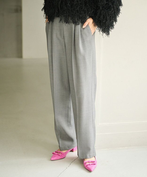 #Newans 2タックセンタープレスパンツ ライトグレー