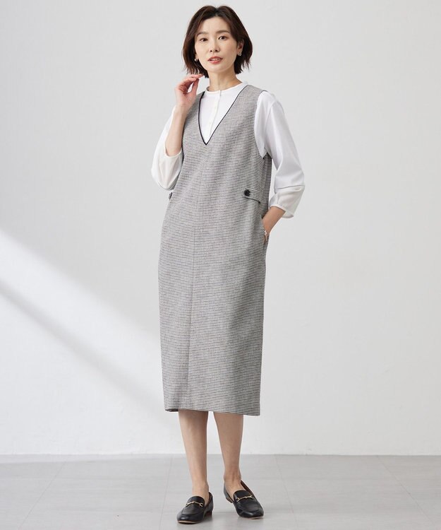 J.PRESS LADIES 【洗える】Calameraリングメッシュ ジャンパースカート モノトーン系