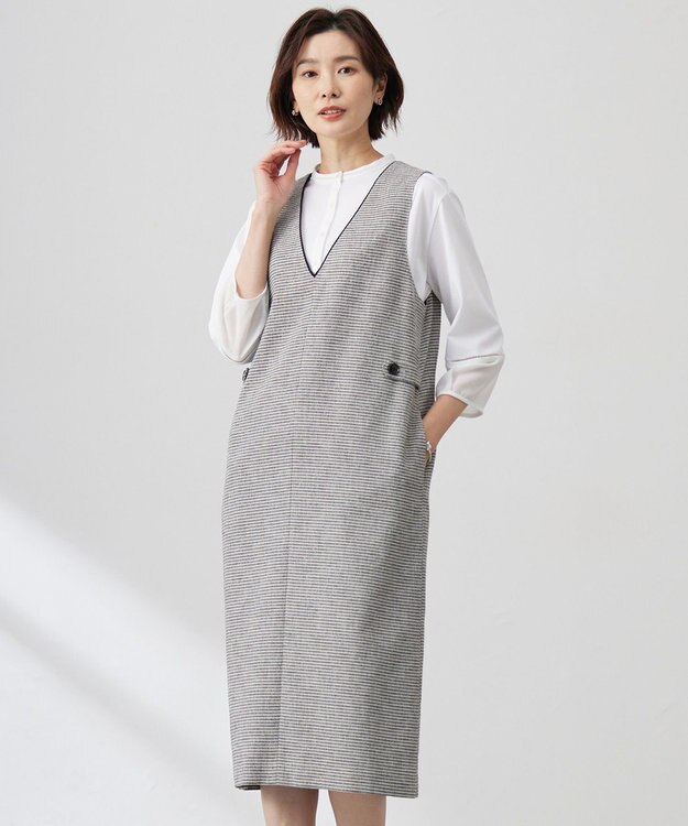 J.PRESS LADIES 【洗える】Calameraリングメッシュ ジャンパースカート モノトーン系