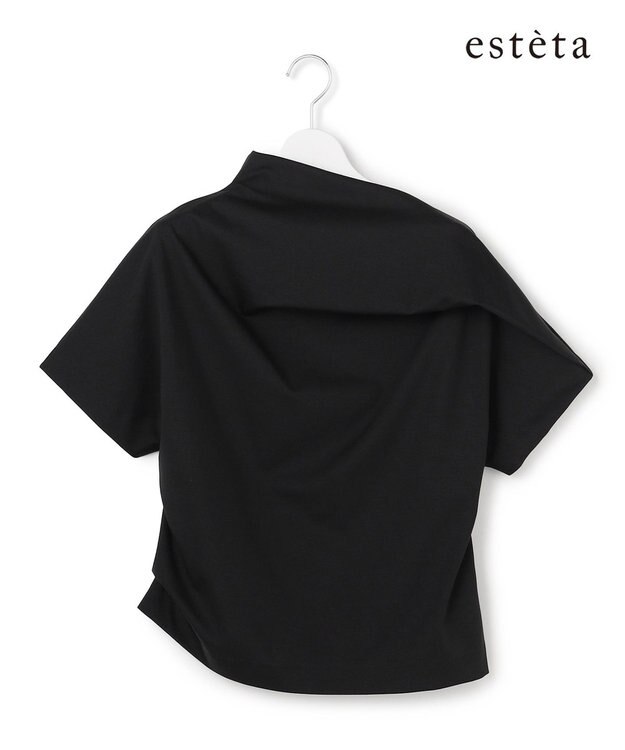 23区 L 【エステータ】トリアセファインジャージー アシンメトリーハイネック カットソー ブラック系