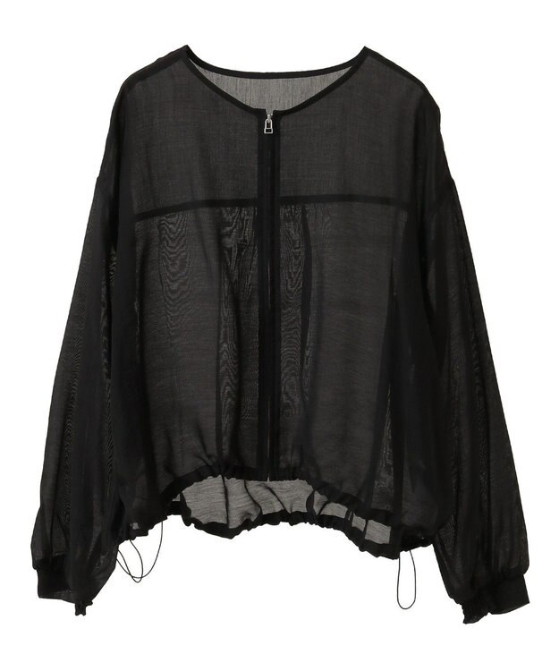 AMERICAN HOLIC ノーカラーシアーＺＩＰブルゾン Ecru