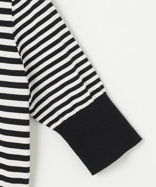 組曲 L ドライタッチ 5分袖カーディガン ブラック×オフ系1