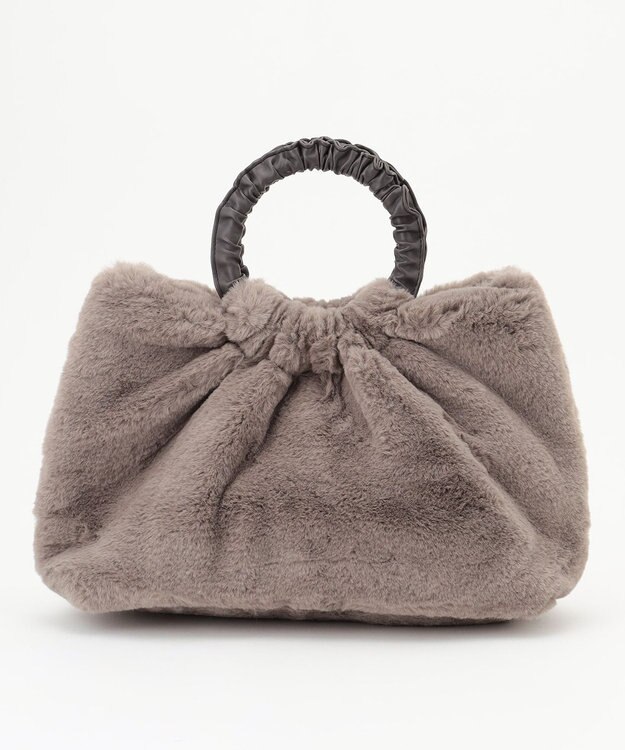 ANY ギャザーハンドルファートートバッグ モカ